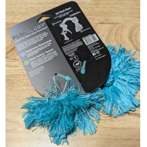 Playology Dri-Tech Rope, Peanut Butter Scented Blue Dog Toy for Small Dogs - Picture 2 of 6